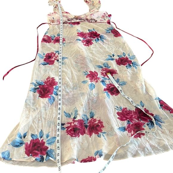 Flora by Flora Nikrooz Size M Floral Print Crinkle Chiffon Long Nightgown - Picture 7 of 10
